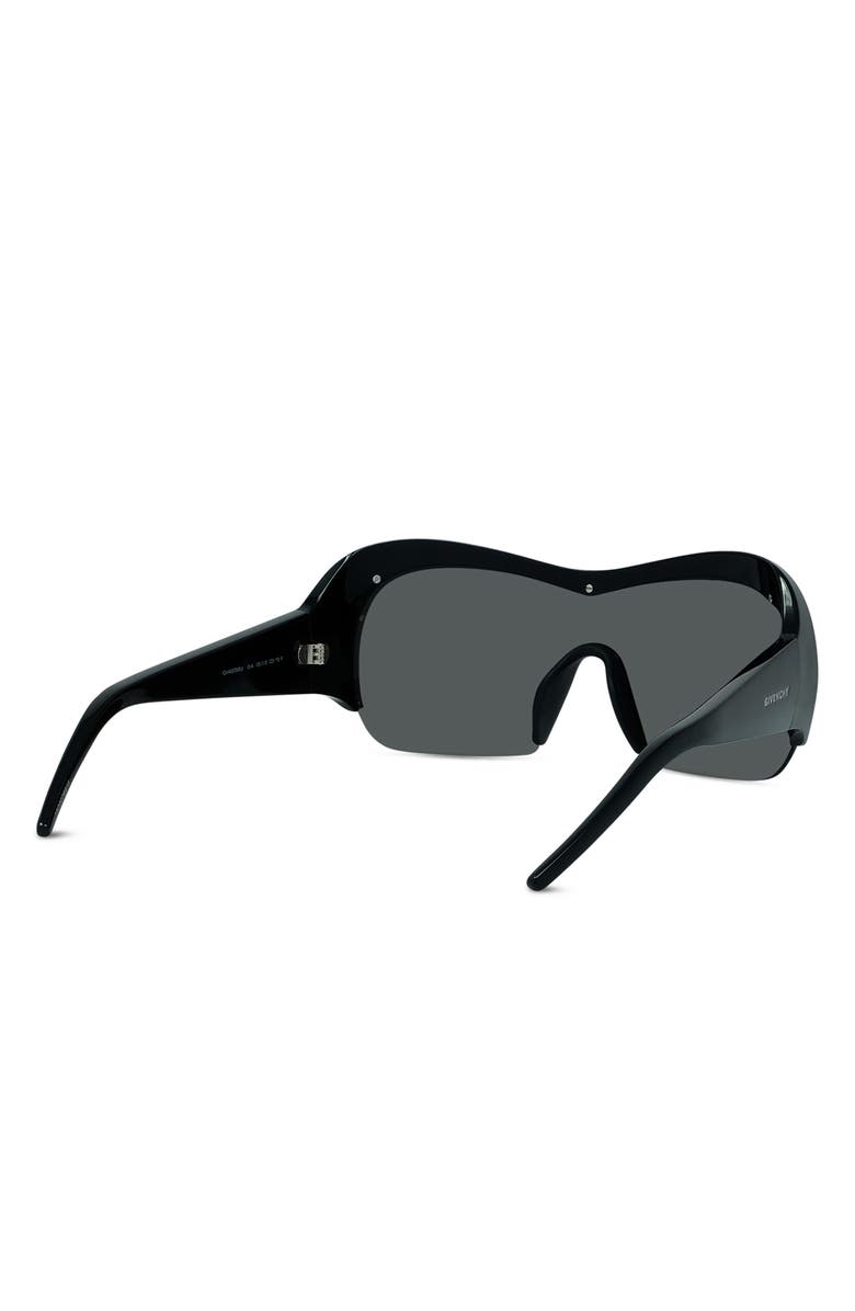 Givenchy Night Bird Geometric 131mm Shield Sunglasses, Alternate, color, Shiny Black / Smoke