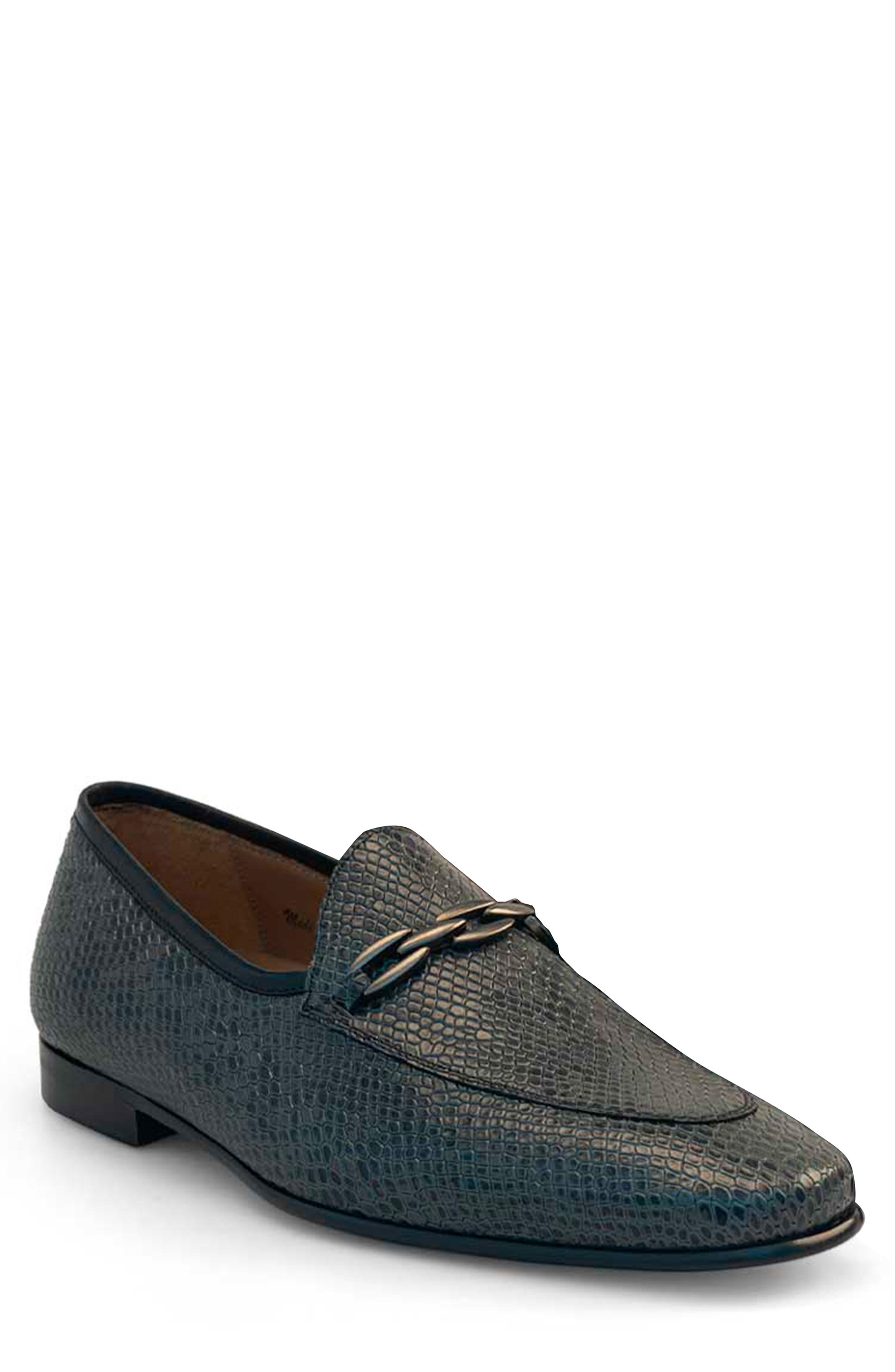 Mezlan Bit Ornament Python Embossed Leather Loafer
