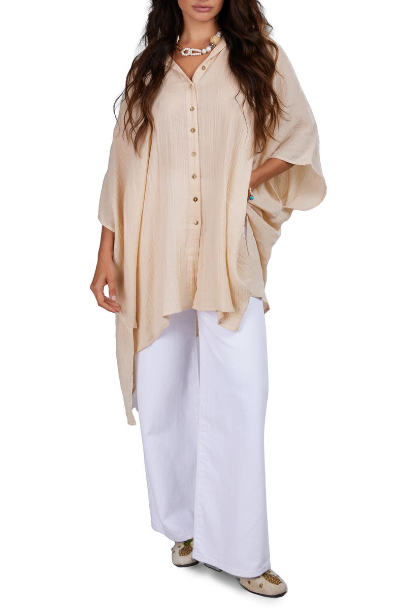 SAACHI Oversize Cover-Up Shirt, Alternate, color, Beige