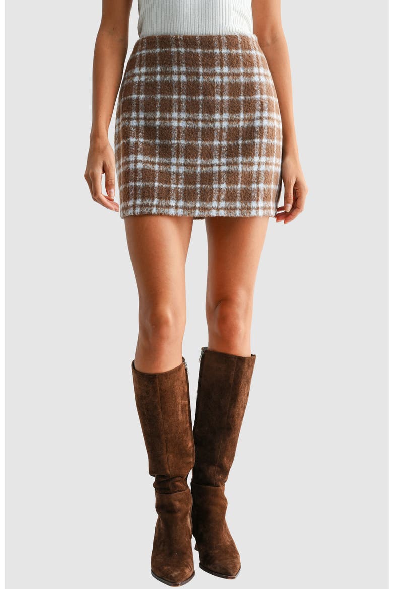 Plaid Miniskirt, Alternate, color, BROWN LIGHT BLUE