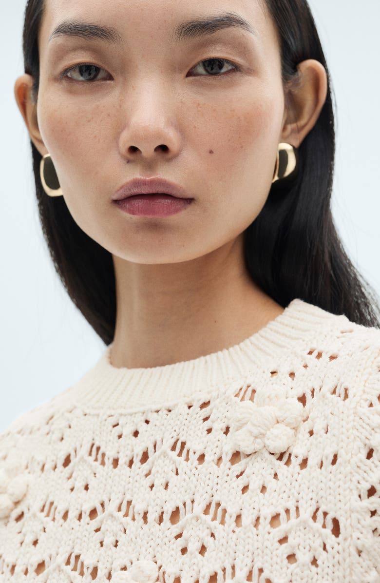 MANGO Open Stitch Short Sleeve Crop Sweater, Alternate, color, 