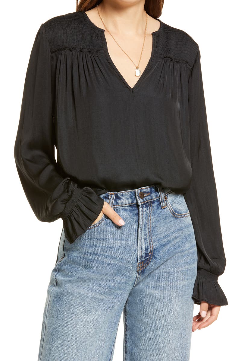 Treasure & Bond Split Neck Top, Main, color, 