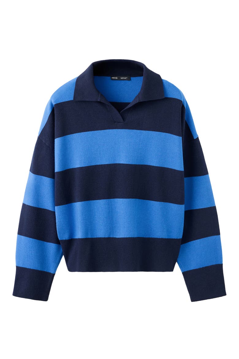 Stripe Polo Sweater, Main, color, NAVY