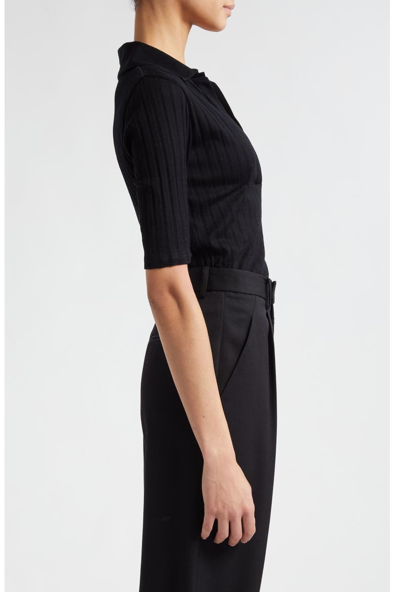 Rib Cotton Polo, Alternate, color, 001BLK-BLACK