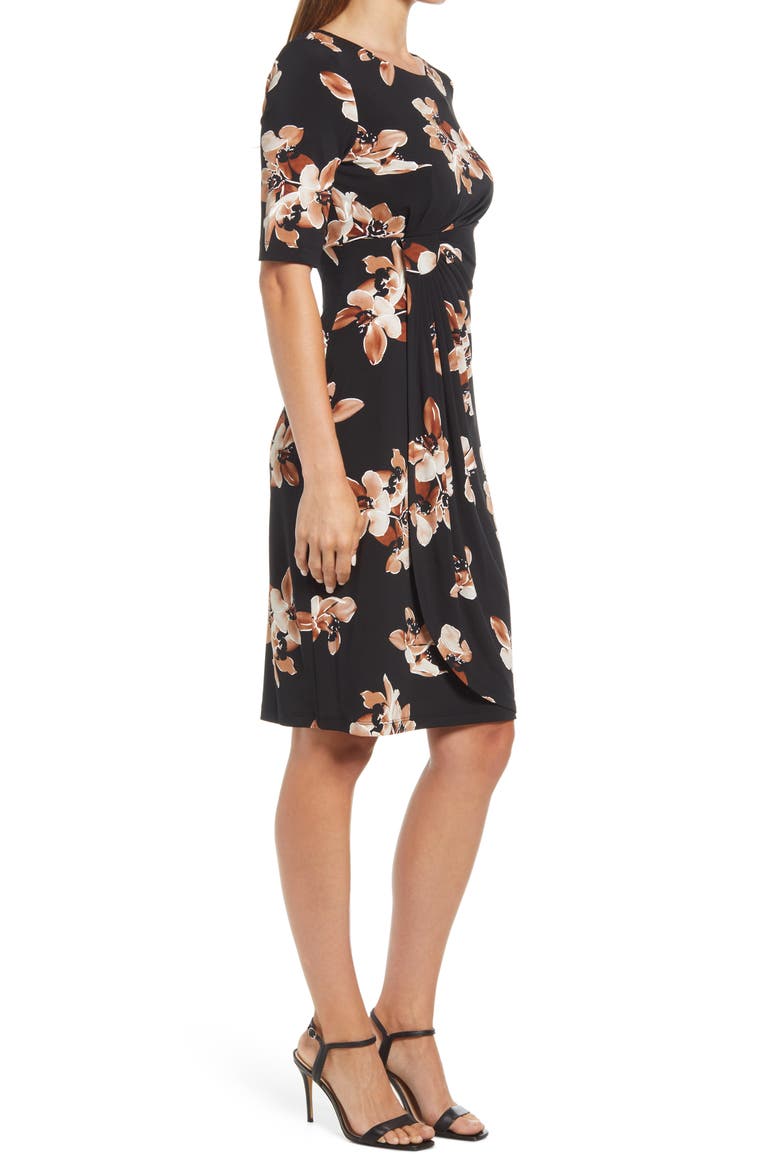 Floral Ruched Dress, Alternate, color, CINNAMON