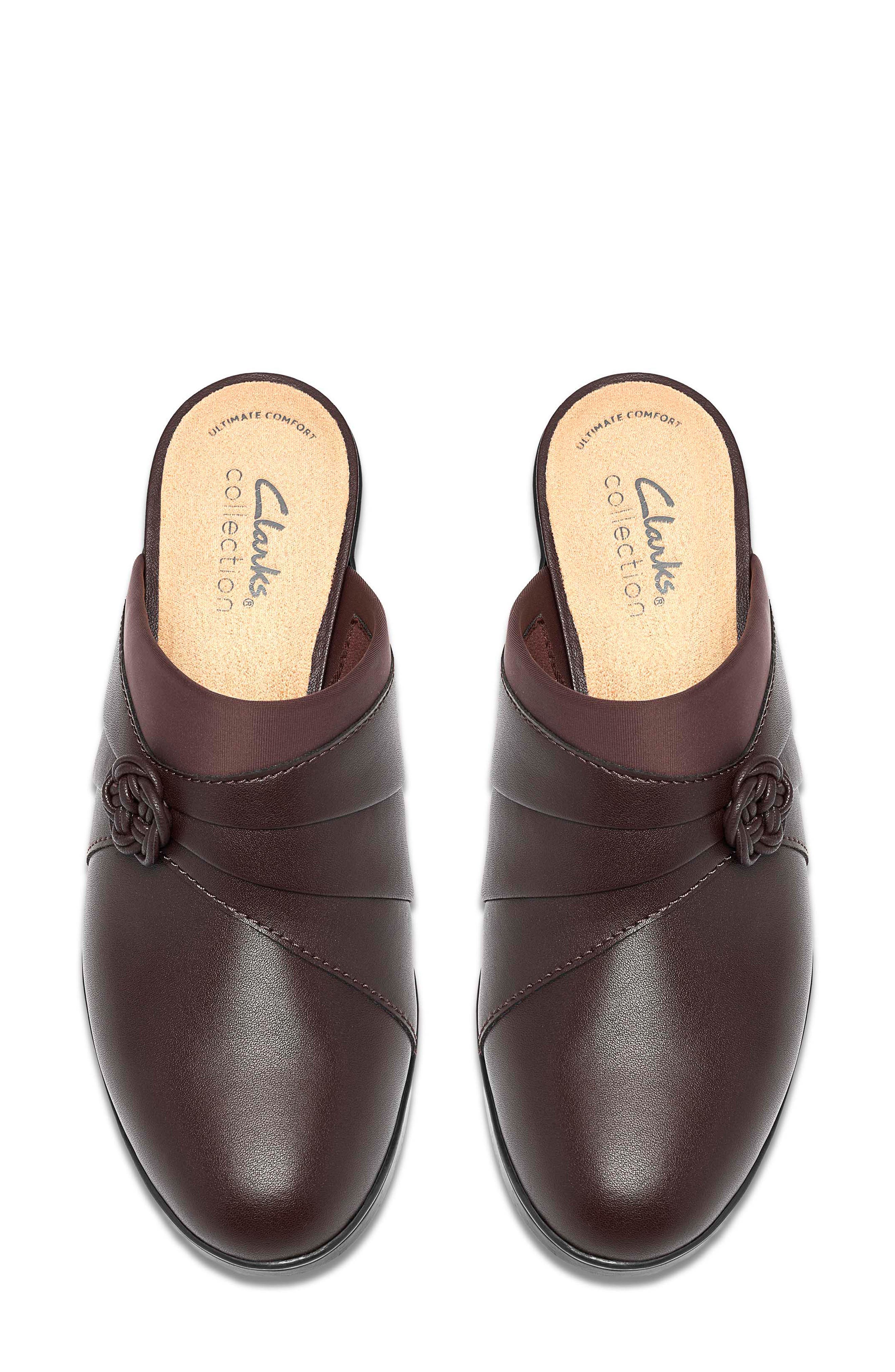 Emily 2 Eliza Leather Heeled Mule, Alternate, color, DARK BROWN LEA