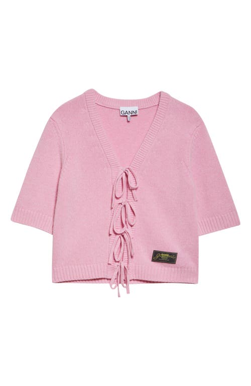 Ganni Tie Front Wool Blend Cardigan