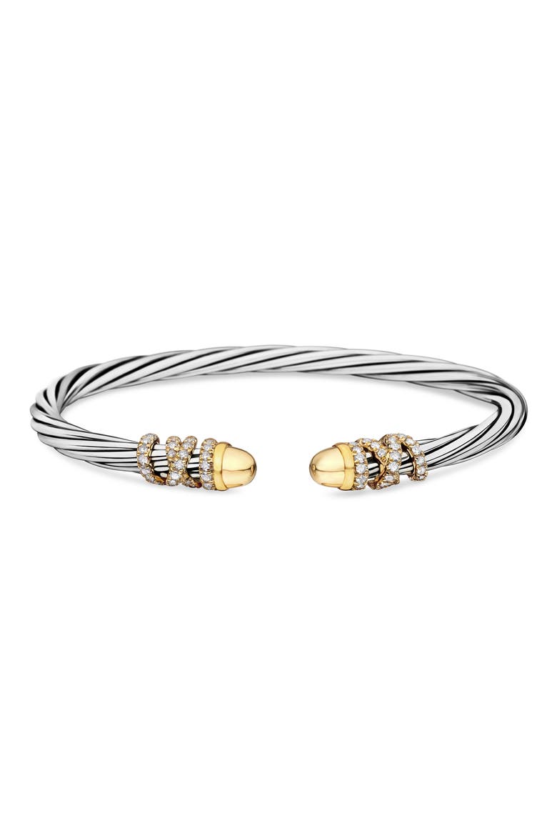 Helena Bracelet in Sterling Silver & 18K Gold with Diamonds, 4mm, Alternate, color, GOLD/ SILVER/ GOLD DOME