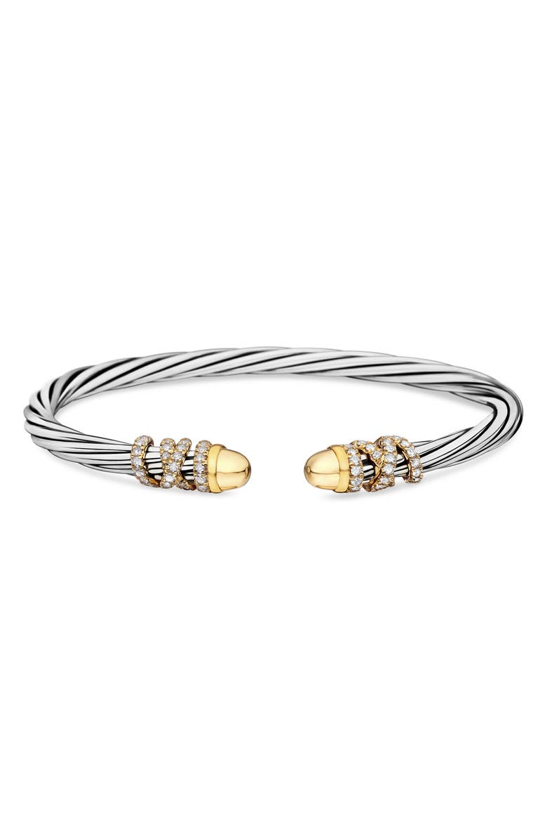 David Yurman Helena Bracelet in Sterling Silver & 18K Gold with Diamonds, 4mm, Alternate, color, Gold/ Silver/ Gold Dome