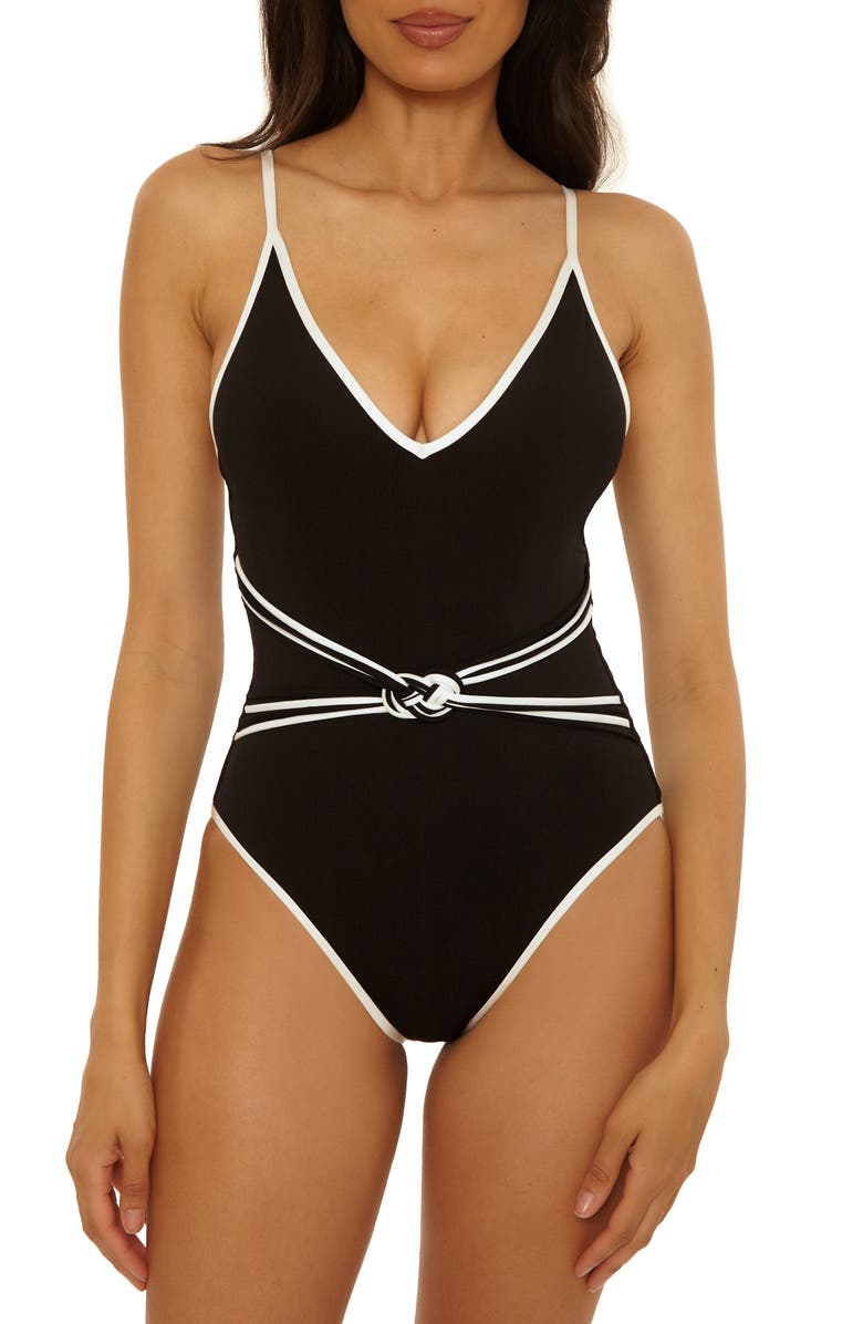Trina Turk Triumph Braided One-Piece Swimsuit, Main, color, Black