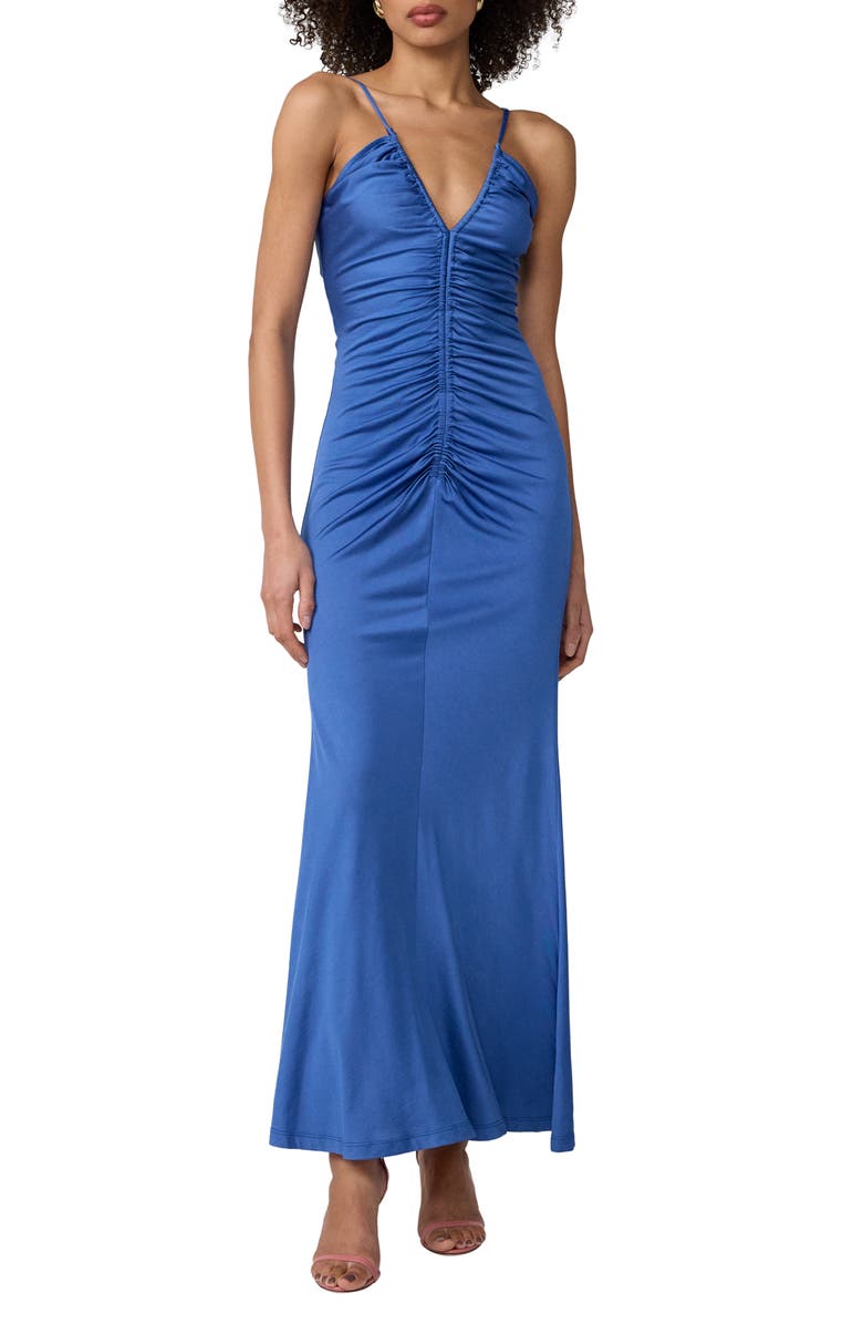 Diane von Furstenberg Gillian Center Ruched Jersey Dress, Main, color, Dusk Blue