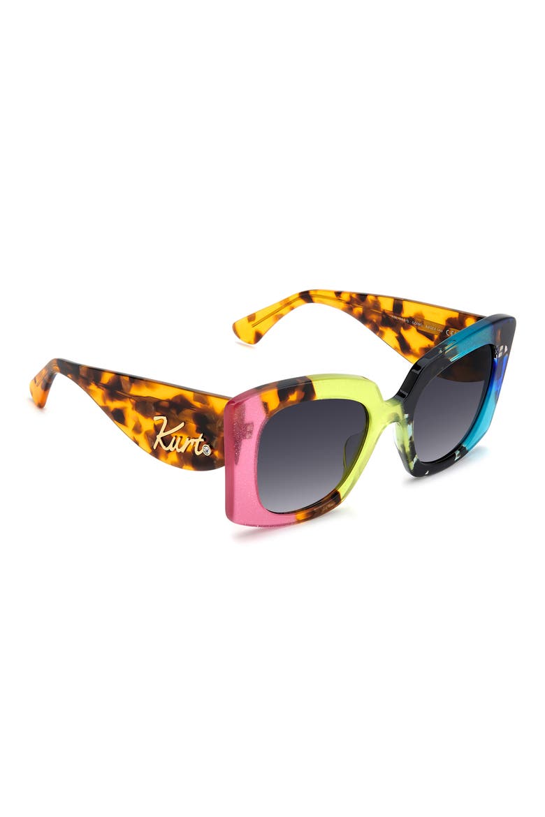 52mm Square Sunglasses, Alternate, color, PINK MULTIC/ DARK GREY SF