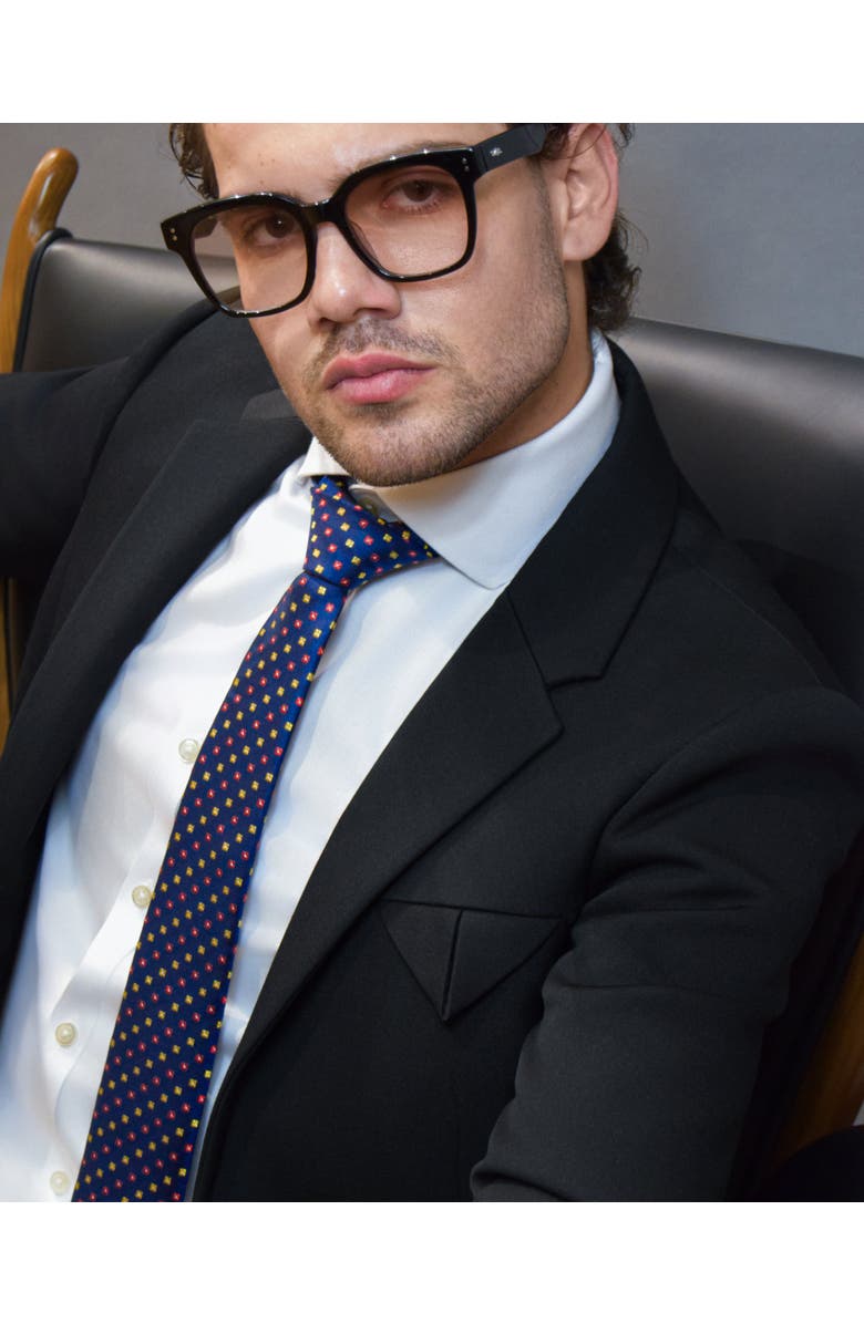 Knottery & Co Diamond Blossom Silk Jacquard Tie, Alternate, color, Navy