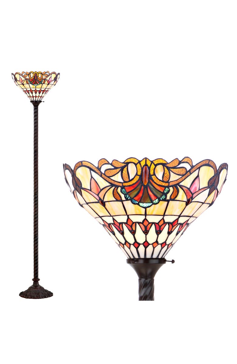 JONATHAN Y Davis Tiffany-Style 70" Torchiere LED Floor Lamp, Bronze, Alternate, color, Bronze