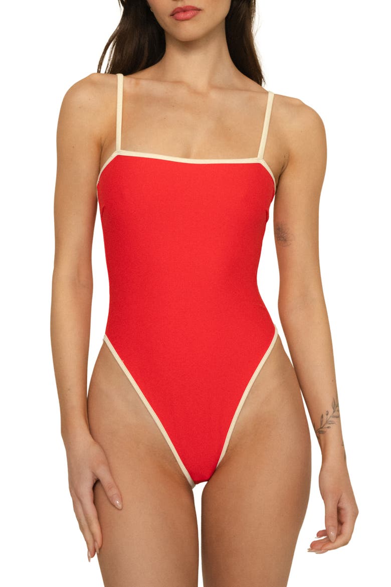 Cherry Cream Jacelyn One-Piece Swimsuit, Main, color, CHERRY CREAM