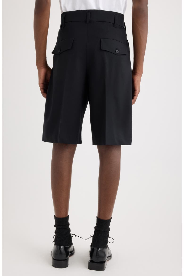 Le Short Ovalu Pleated Stretch Virgin Wool Shorts, Alternate, color, BLACK