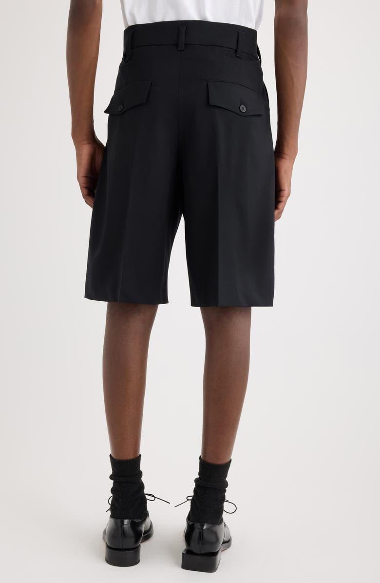 Jacquemus Le Short Ovalu Pleated Stretch Virgin Wool Shorts, Alternate, color, Black