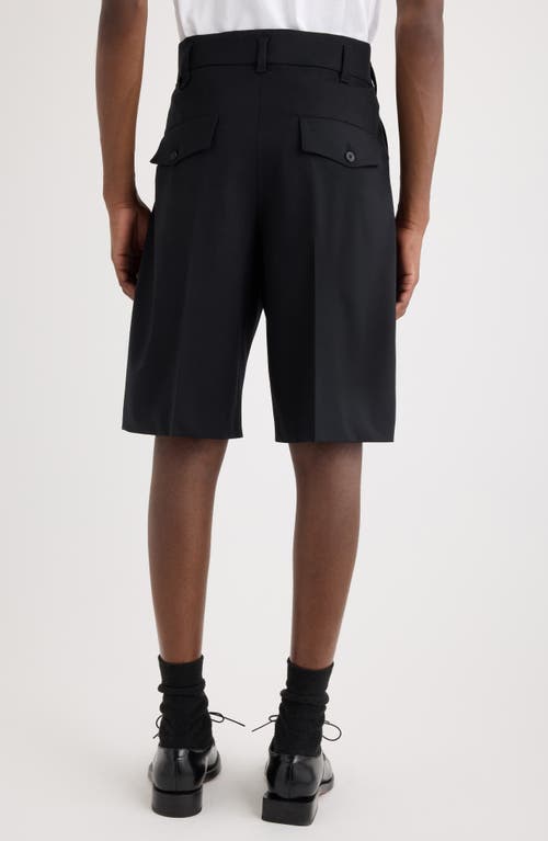 Jacquemus Le Short Ovalu Pleated Stretch Virgin Wool Shorts In Black