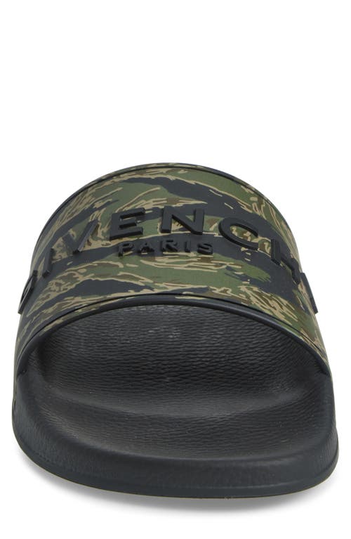 Givenchy Logo-embossed Slides In Black/khaki