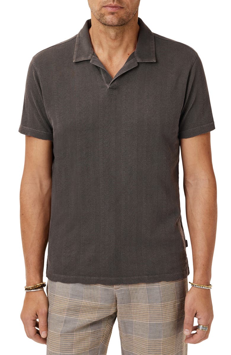 John Varvatos Zion Jacquard Cotton Polo, Alternate, color, Flat Grey