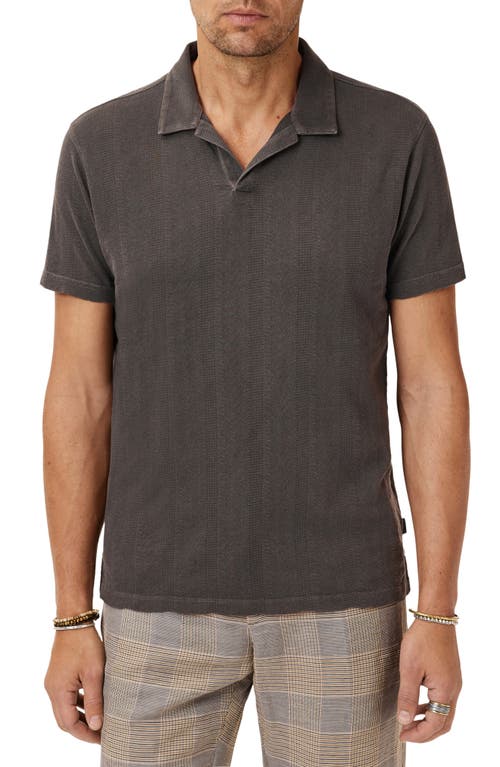 John Varvatos Zion Open Collar Polo Shirt In Gray