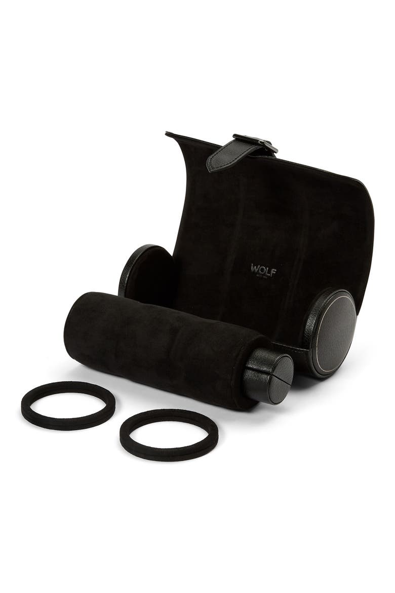 British Racing Triple Watch Roll, Alternate, color, BLACK