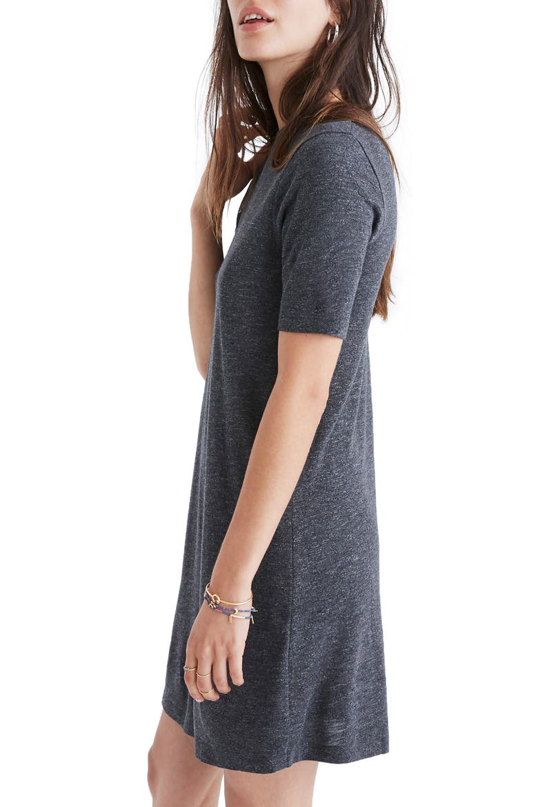 Mock Neck Boxy T-Shirt Dress, Alternate, color, HEATHER BLACK