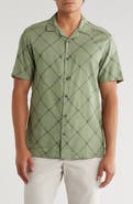T.R. PREMIUM Floral Diamond Embroidered Camp Shirt