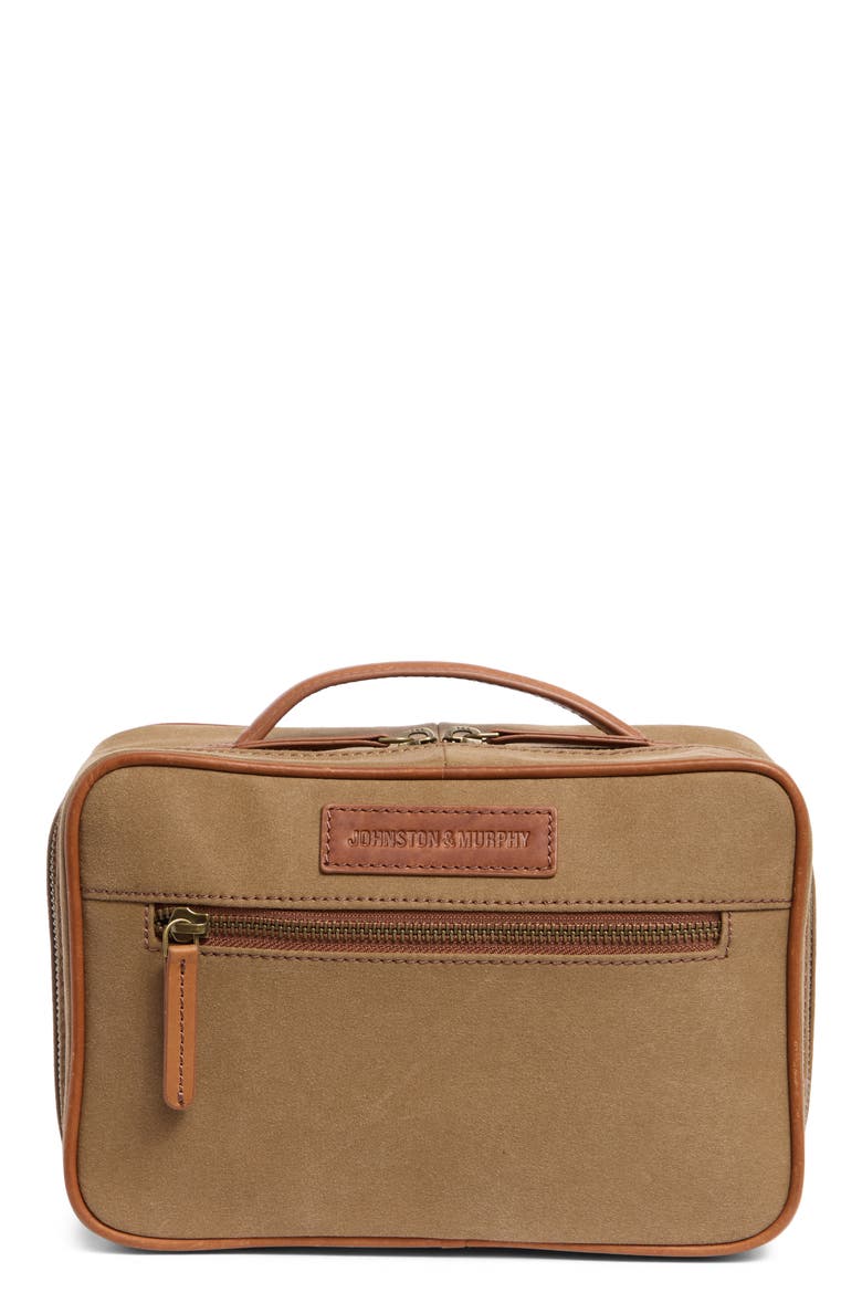 Antique Cotton & Leather Dopp Kit, Main, color, CAMEL
