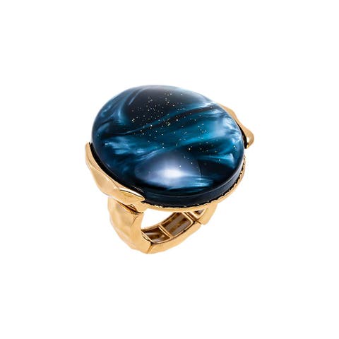 Blue Oval Stone Statement Ring