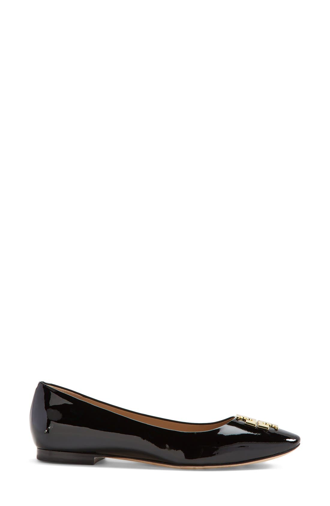'Raleigh' Leather Flat, Alternate, color, BLACK