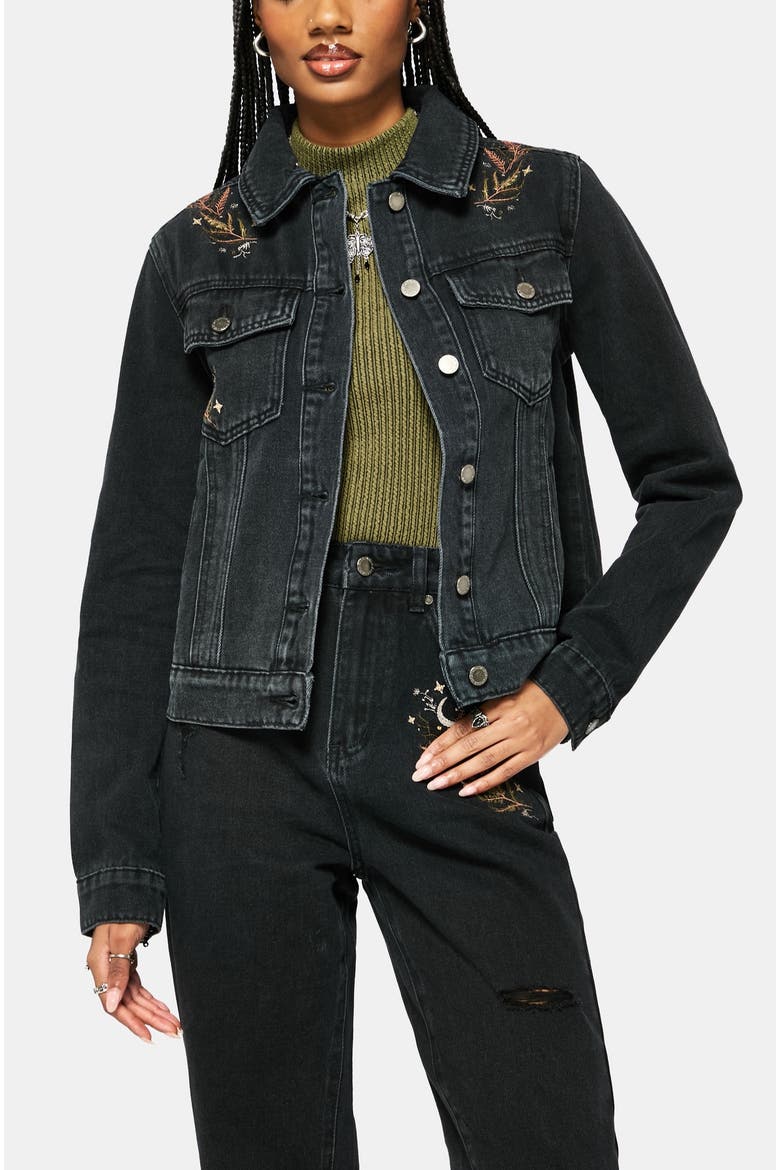 Abellona Embroidered Denim Jacket, Main, color, Black