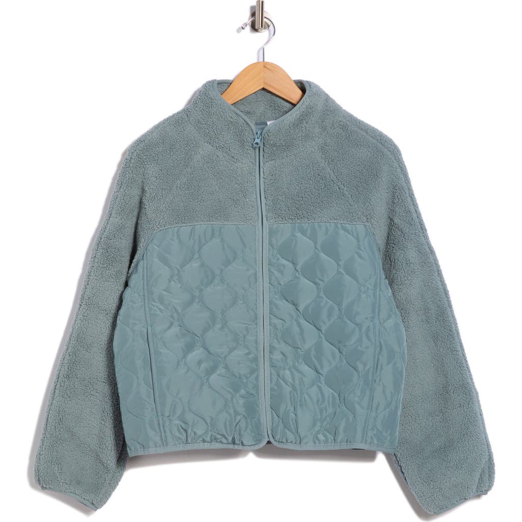 Z By Zella Faux Shearling Mixed Media Jacket In Blue