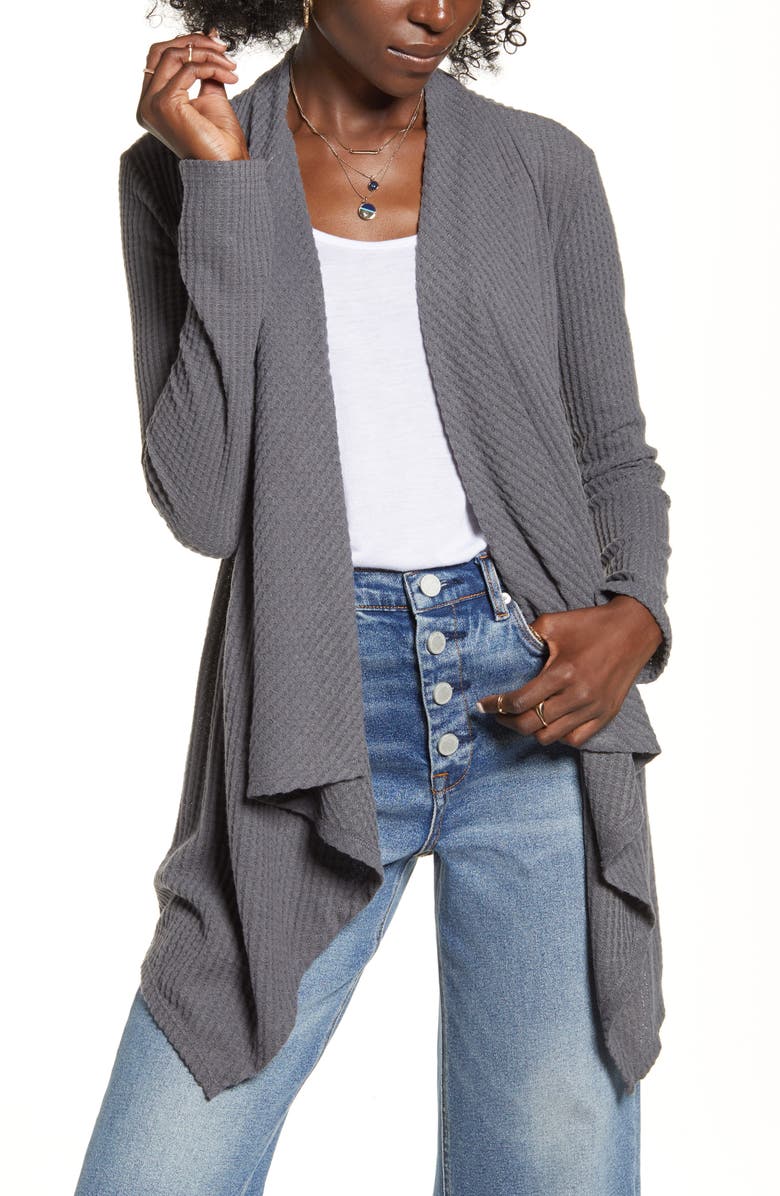 Socialite Waffle Knit Waterfall Cardigan, Main, color,