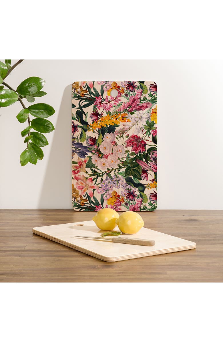 Deny Designs Burcu Korkmazyurek Vintage Garden X Rectangle Cutting Board, Alternate, color, Multi