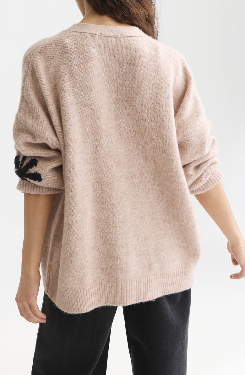 Scotch & Soda Oversize Floral Intarsia Button Front Cardigan, Alternate, color, Rose Dust Melange