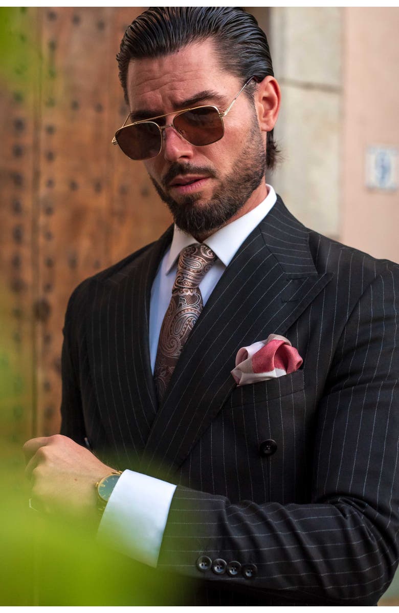 Elizabetta Tivoli - Silk Pocket Square for Men, Main, color, Brown