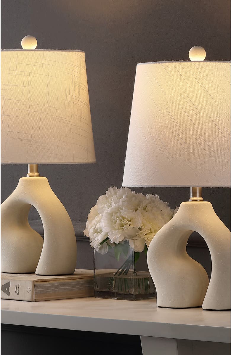 JONATHAN Y Tula 19" Scandinavian Minimalist Ceramic Arch LED Table Lamp, Alternate, color, 