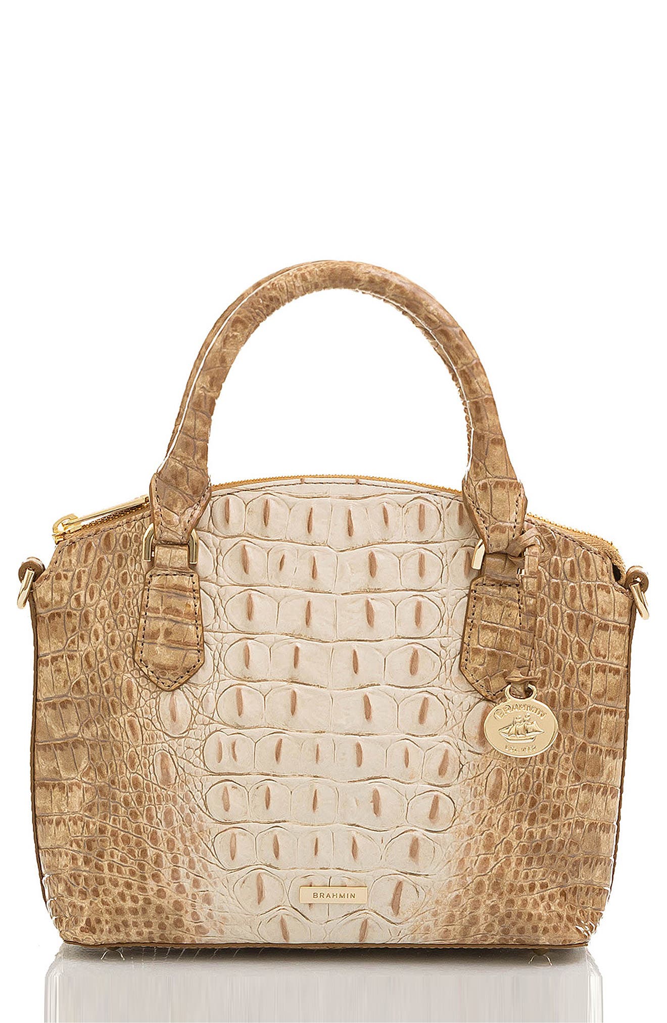 Brahmin Duxie Croc Embossed Leather Crossbody Bag, Main, color, 