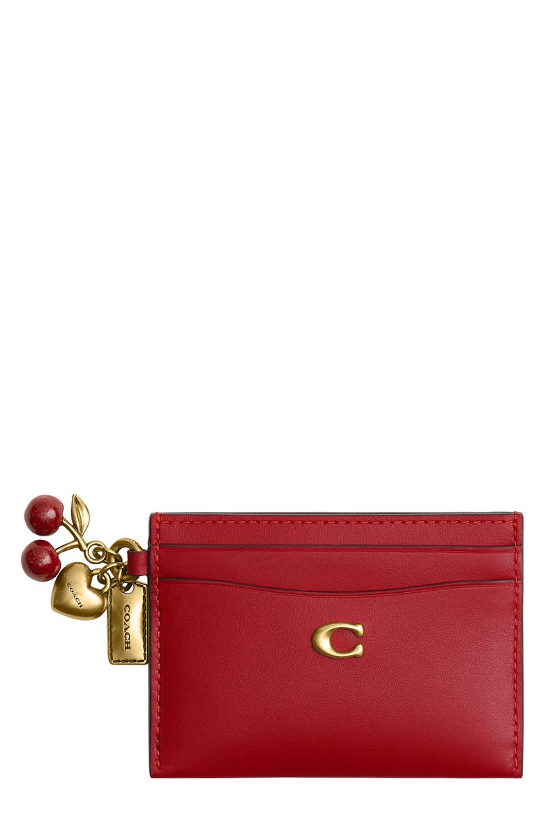 Essential Leather Card Case with Charms, Main, color, B4/ POPPY