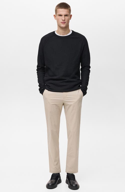 Mango Slim Fit Flat Front Elastic Waist Pants In Sand