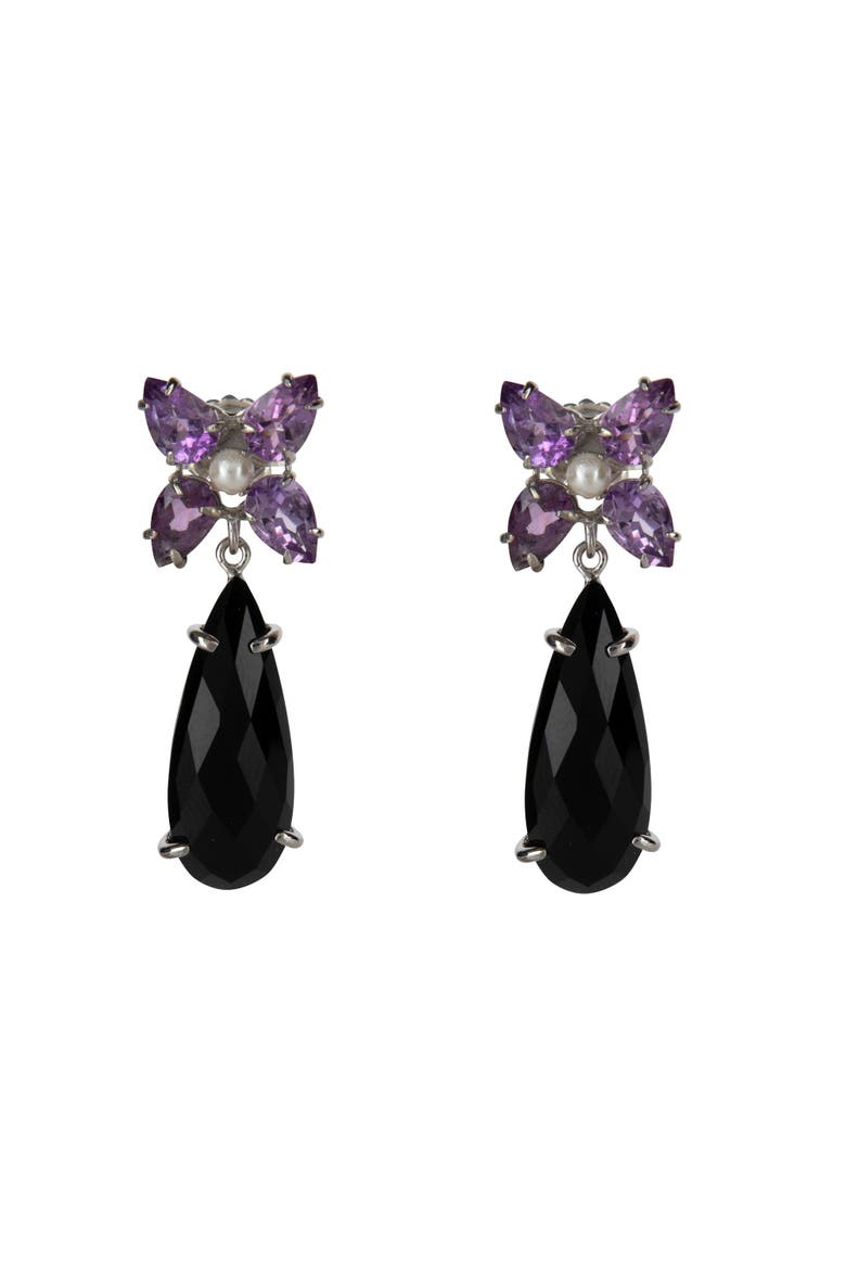 Los Angeles Interchangeable Drop Earrings, Alternate, color, Black & Purple