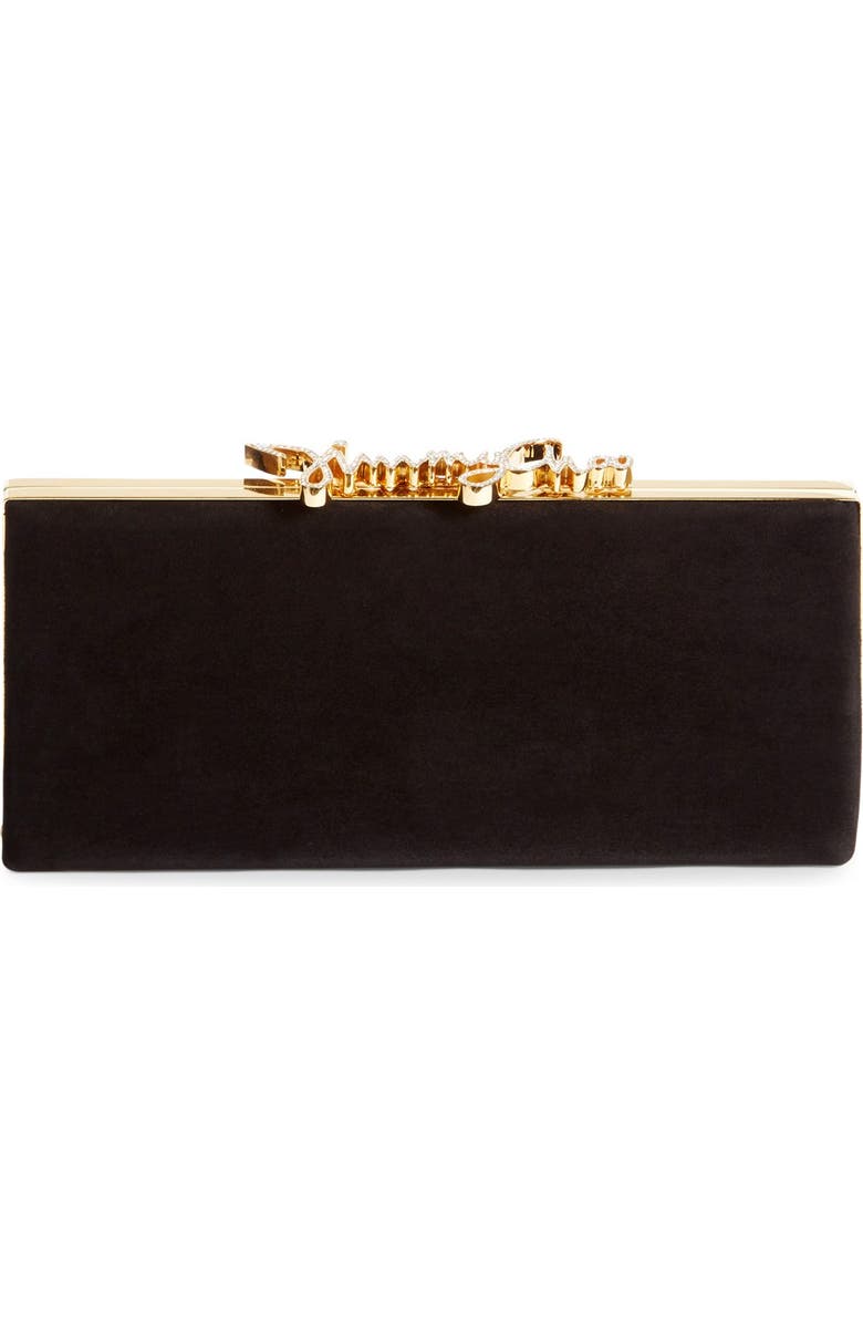 Jimmy Choo 'Celeste' Logo Clasp Suede Clutch, Main, color,