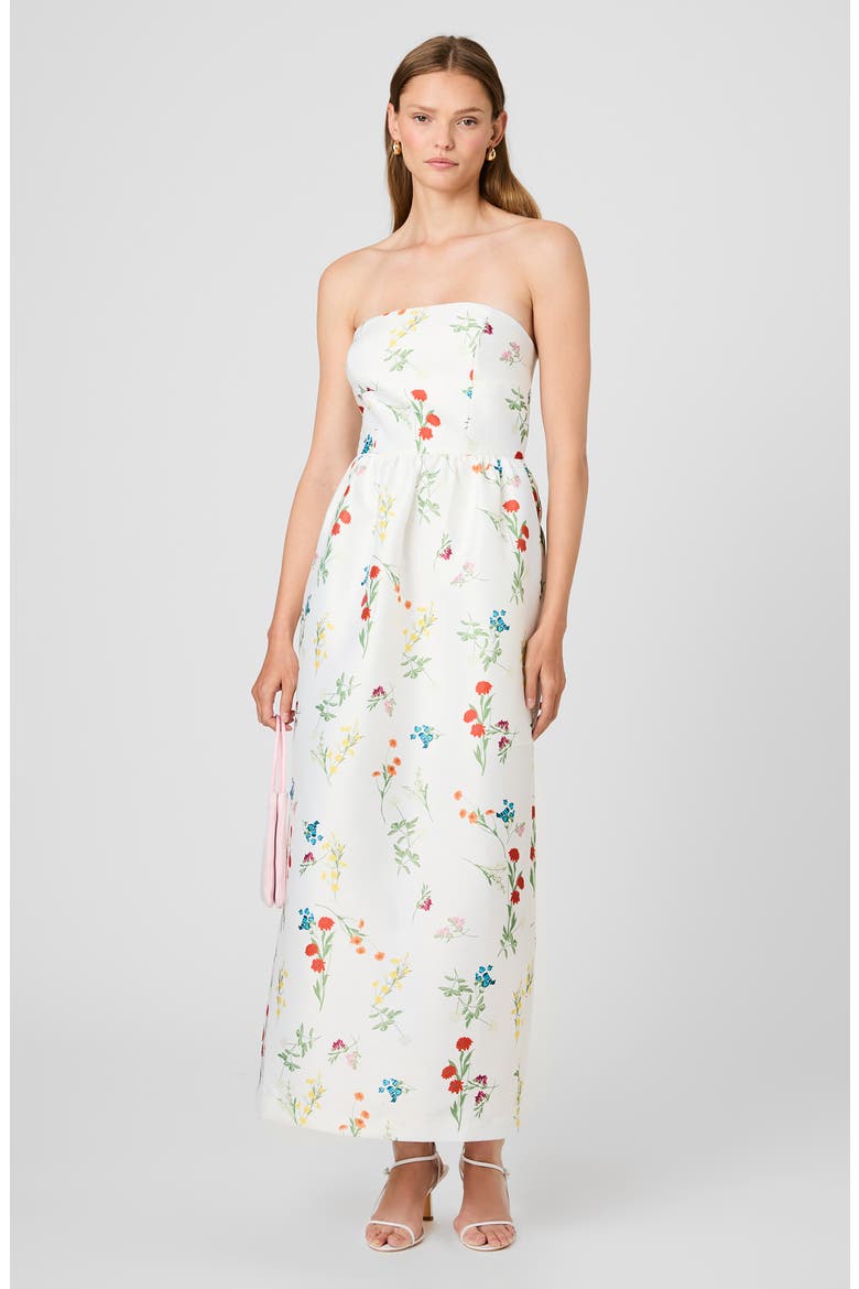 Christine Floral Strapless Fit & Flare Midi Dress, Alternate, color, DAISY YELLOW SOPHIE FLOWER
