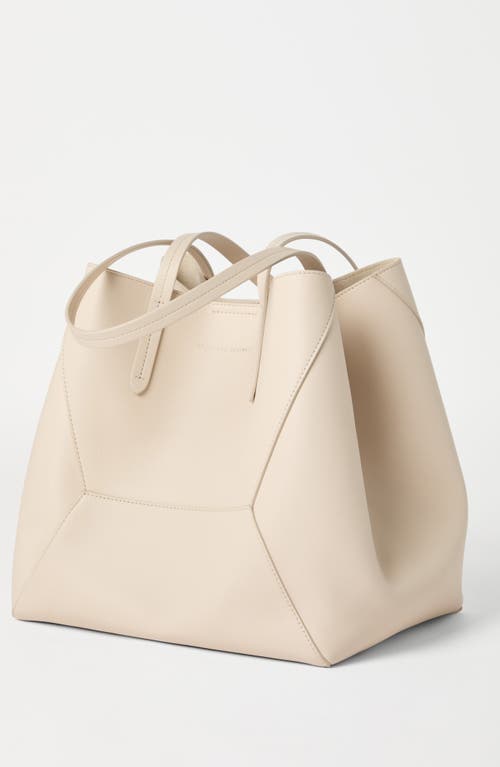 Brunello Cucinelli Small Bc Duo Leather Tote Bag In White