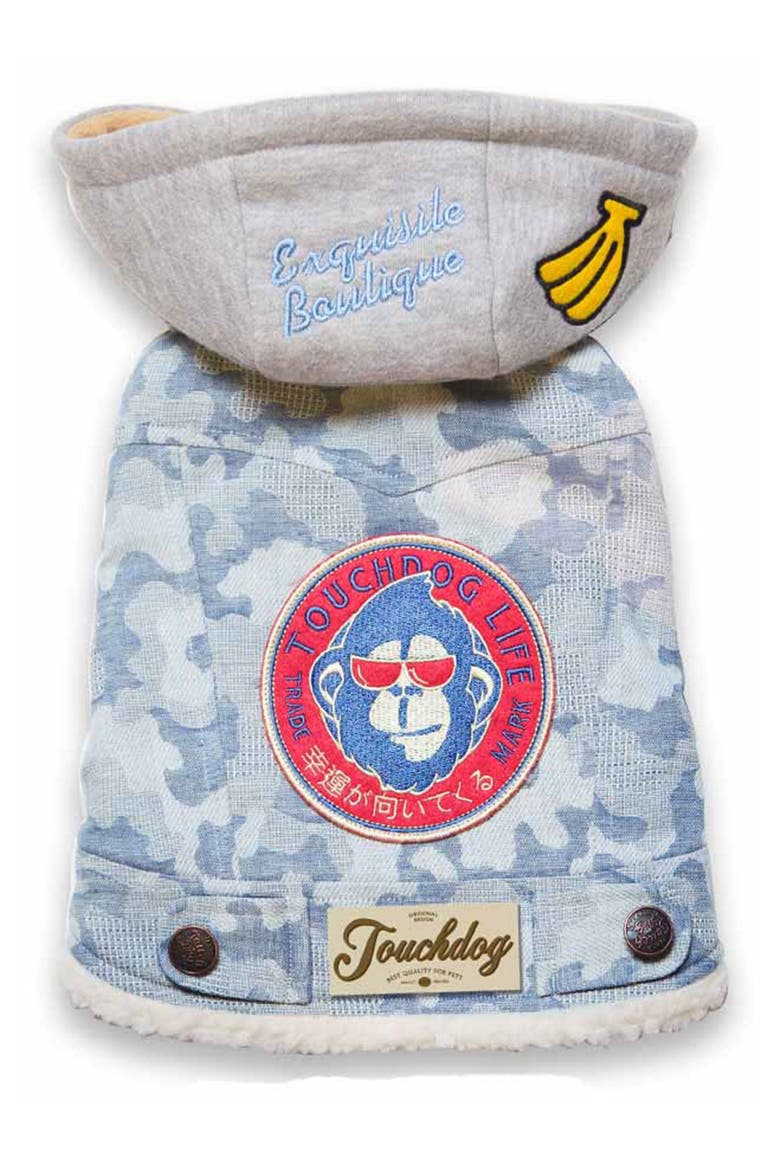 Touchdog Outlaw Designer Embellished Hooded Jacket, Main, color, BLUE