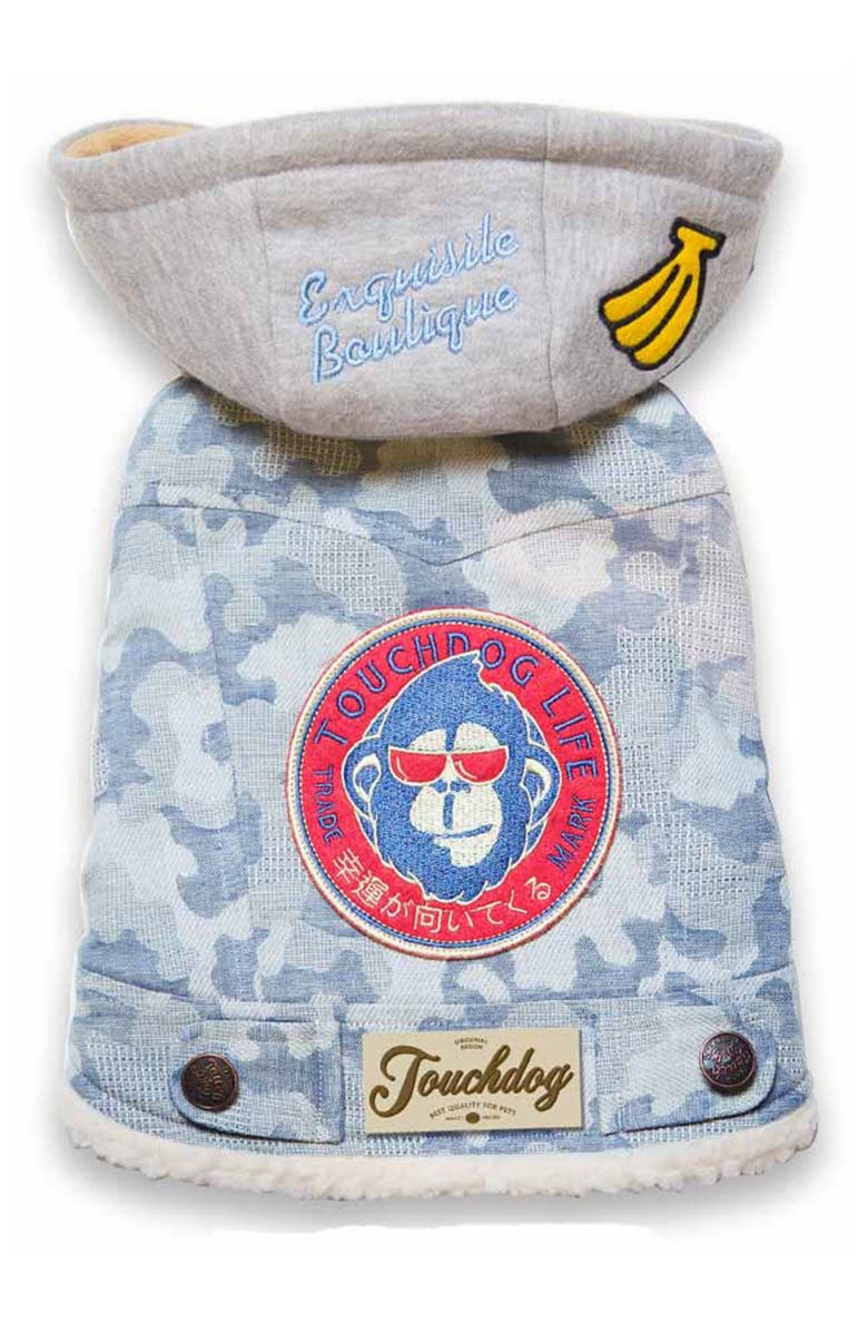 PET LIFE Touchdog Outlaw Designer Embellished Hooded Jacket, Main, color, 