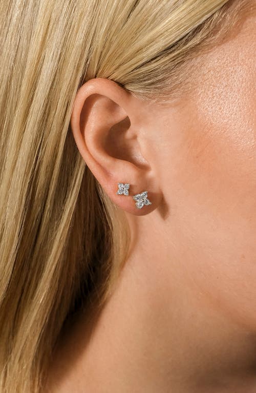Sterling Forever Cz Cluster 2-pack Stud Earrings In Silver