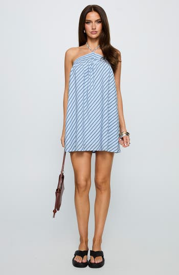 Moonlit Stripe Halter Minidress