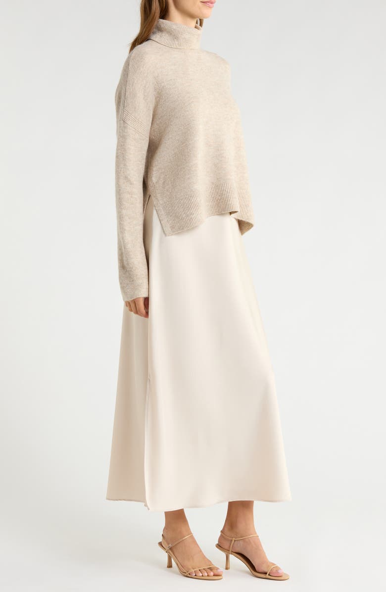 Vince Camuto Slipdress with Turtleneck Sweater, Alternate, color, Oatmeal